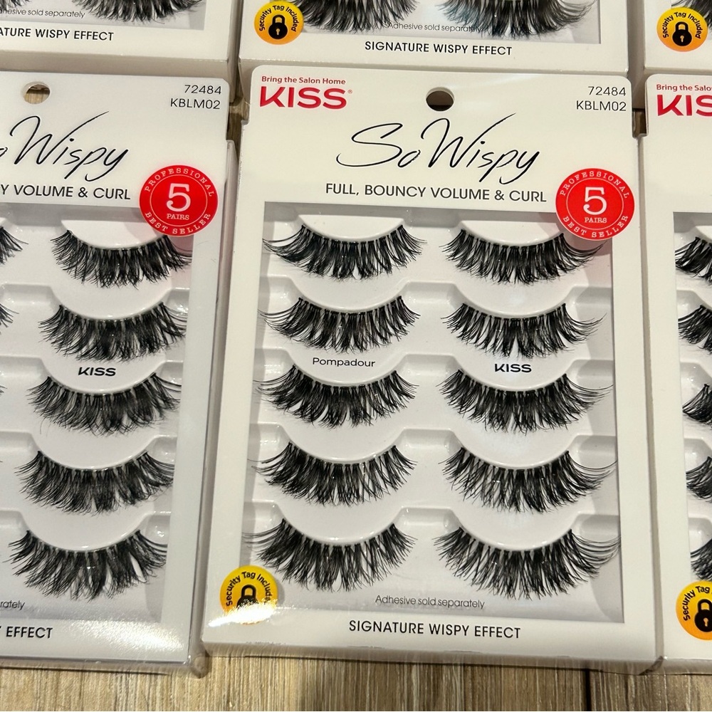 Kiss So Wispy Pompadour False Lashes 16mm 5 Pair Set - Pack of 15 (KBLM02) - Picture 3 of 4